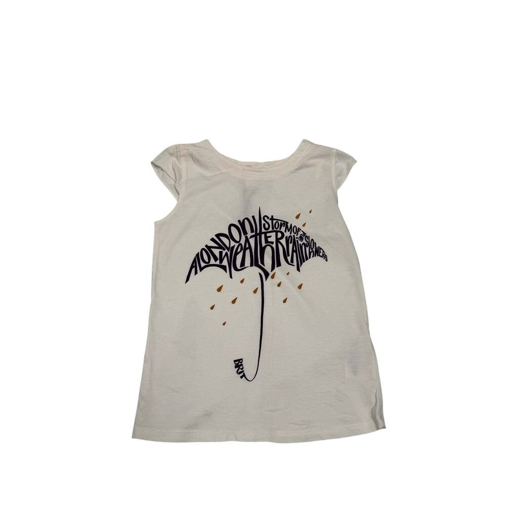 Burberry Kids Umbrella Graphic Top Girls 6Y White Luxury Old Money Vintage